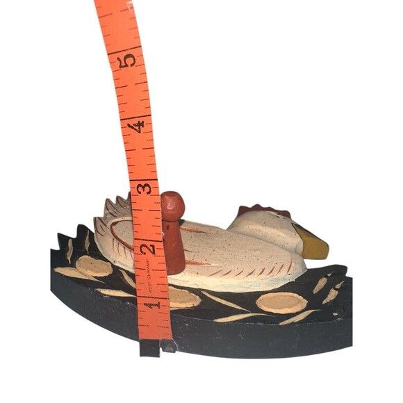 Hand Carved Wooden Chicken Rooster Folk Art Wall Hook Rustic Farmhouse Decor - Picture 12 of 12